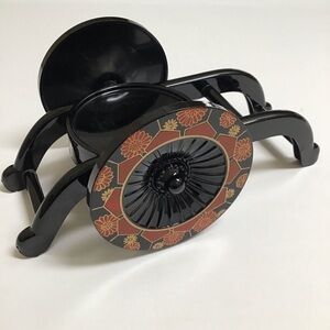 Japanese Vase Votive Plant Holder Yamanaka Black Cart Vintage MCM Asian Motif